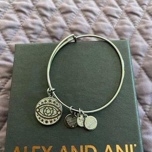 Alex and Ani Color Infusion Evil Eye EWB Bangle Bracelet, Midnight Silver